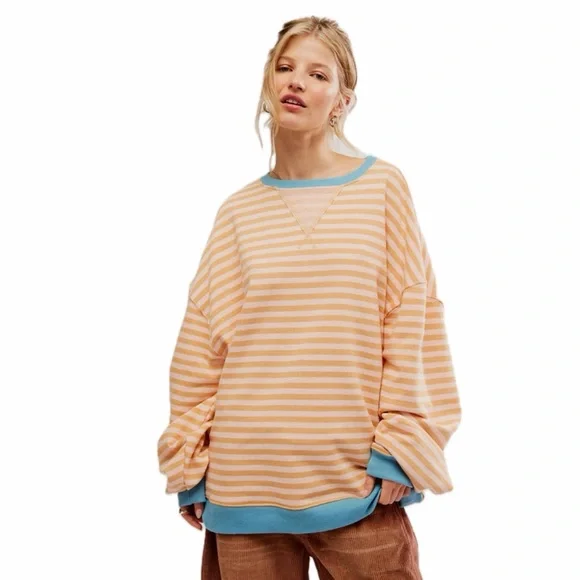 Free People | NWOT Classic Striped Crew - Picture 1 of 12